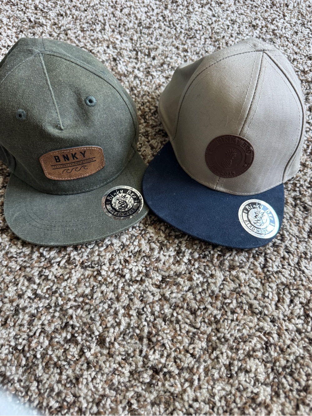 Binky Bro Infant hats Two Adjustable Canvas Baseball Caps - Olive Green & Khaki